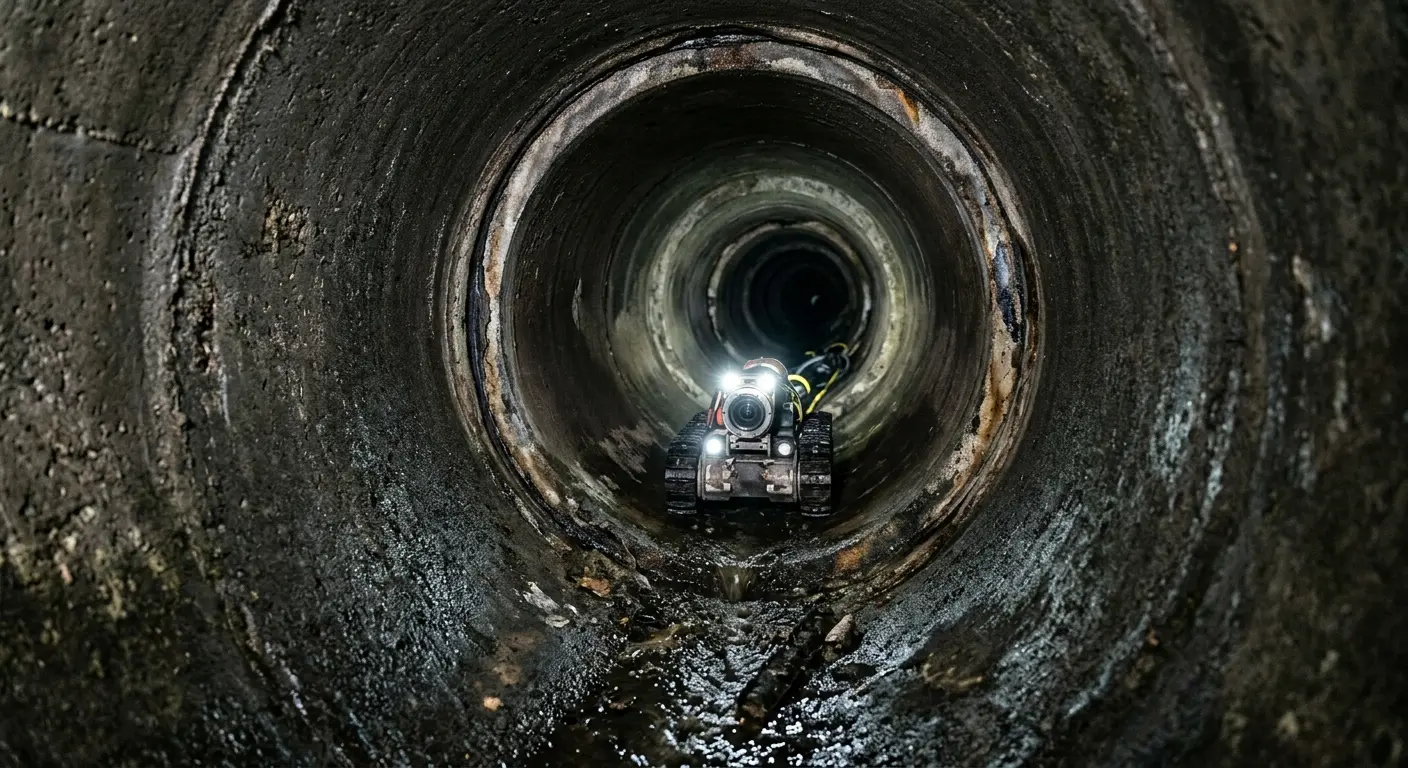 Robotic sewer camera inspecting pipe interior for Drain Snake Service in Bennettsville